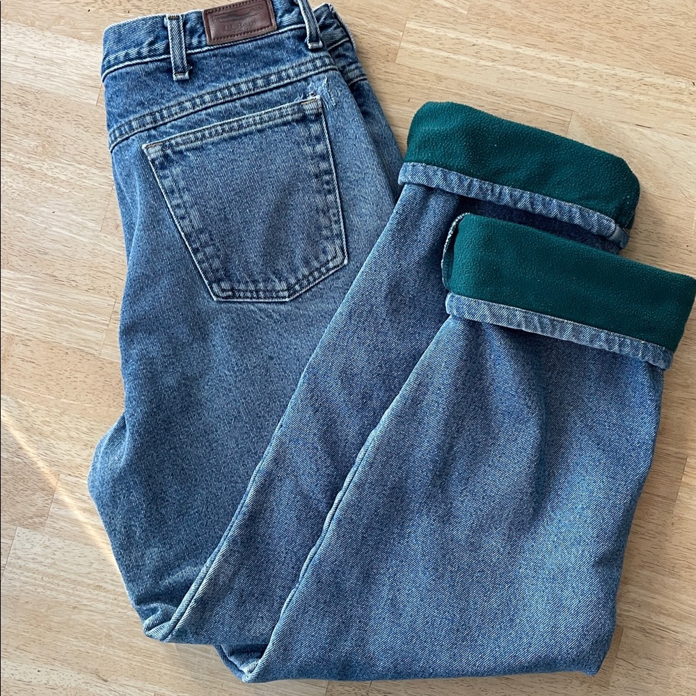 L.L. Bean Fleece Lined Relaxed Fit Blue Jeans